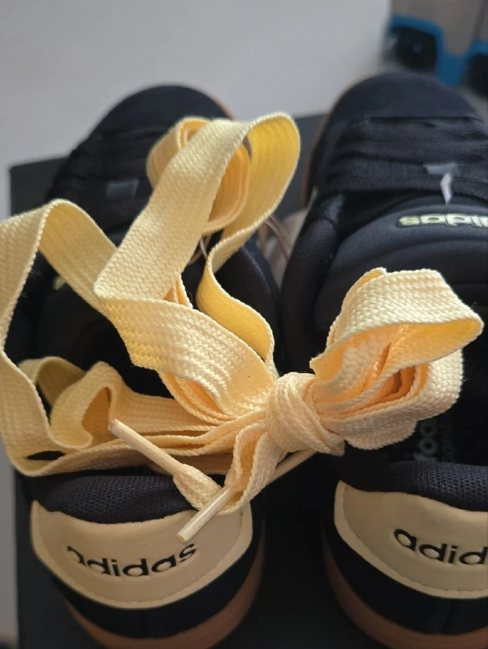 adidas Black Sneakers with Gum Outsole and Yellow Accents